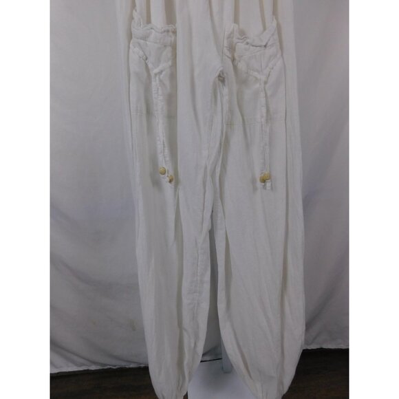Blanco Pants Womens Medium White Boho Harem Smocked Waist Elastic Cuffs Cotton - Picture 3 of 11